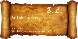 Brich Larina névjegykártya